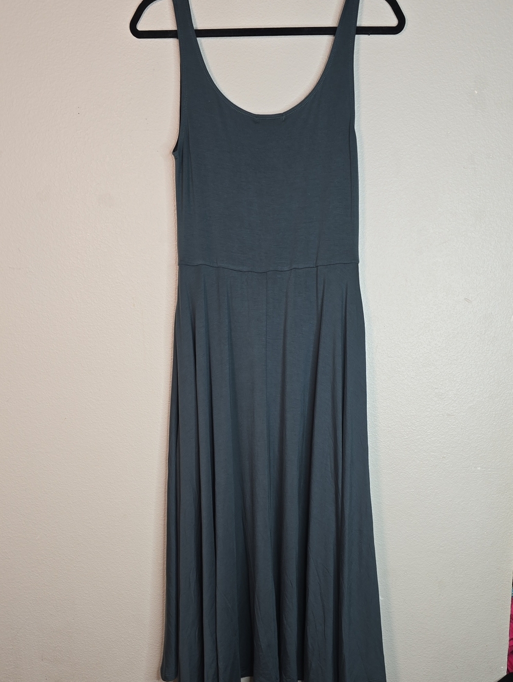 Quince Tencel Jersey Fit And Flare  Slate-Blue Scoop Neck Maxi Dress Size M